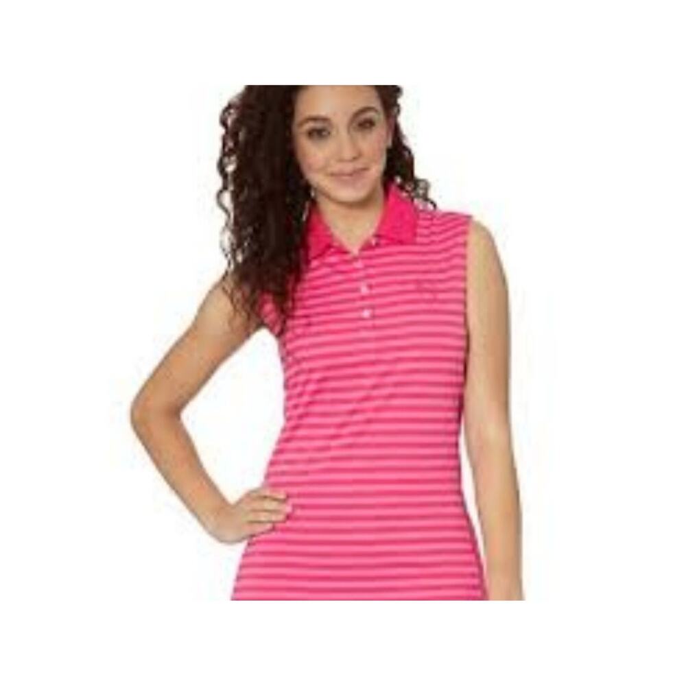 Puma pink striped sleeveless golf polo XS
